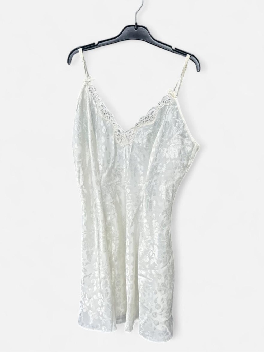 Morgan Taylor Vintage Ivory Lace-Trim Slip Dress